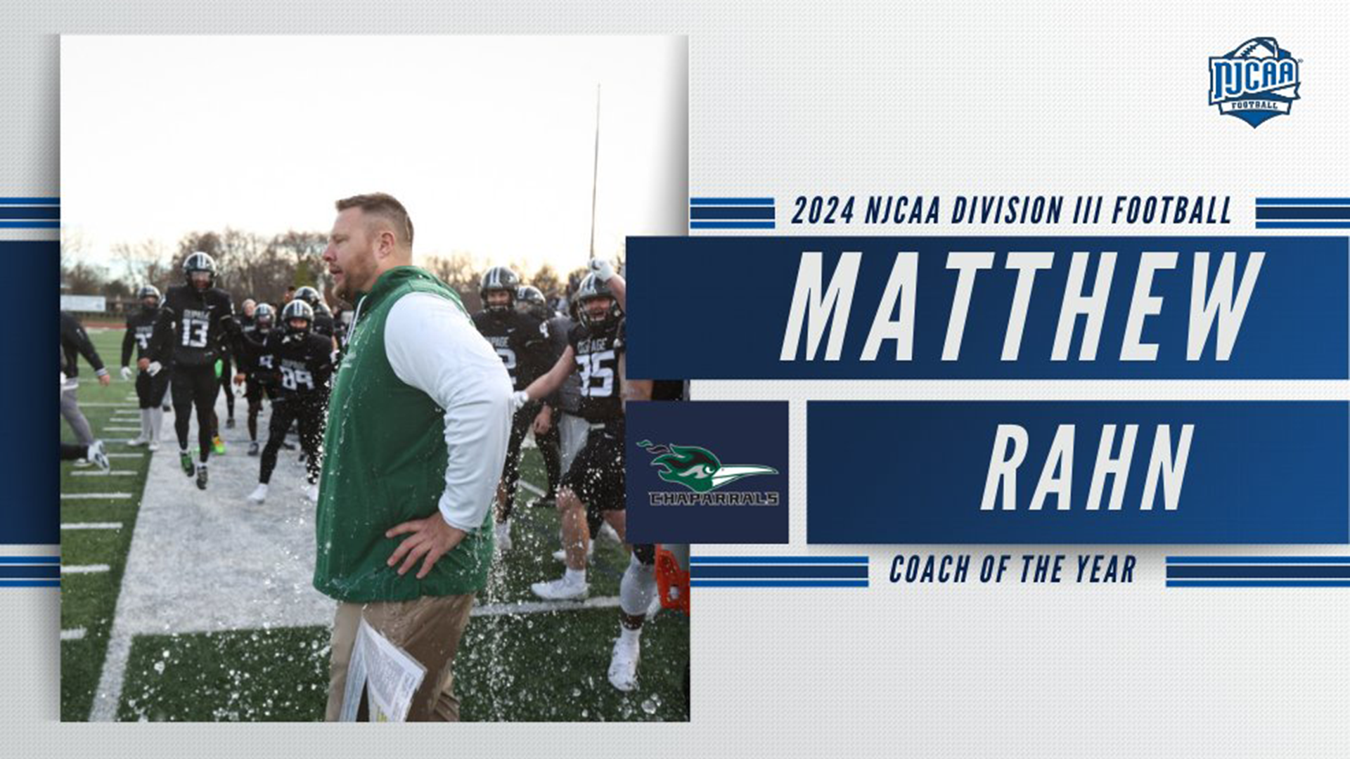 Matthew Rahn Named 2024 NJCAA DIII Football Coach of the Year