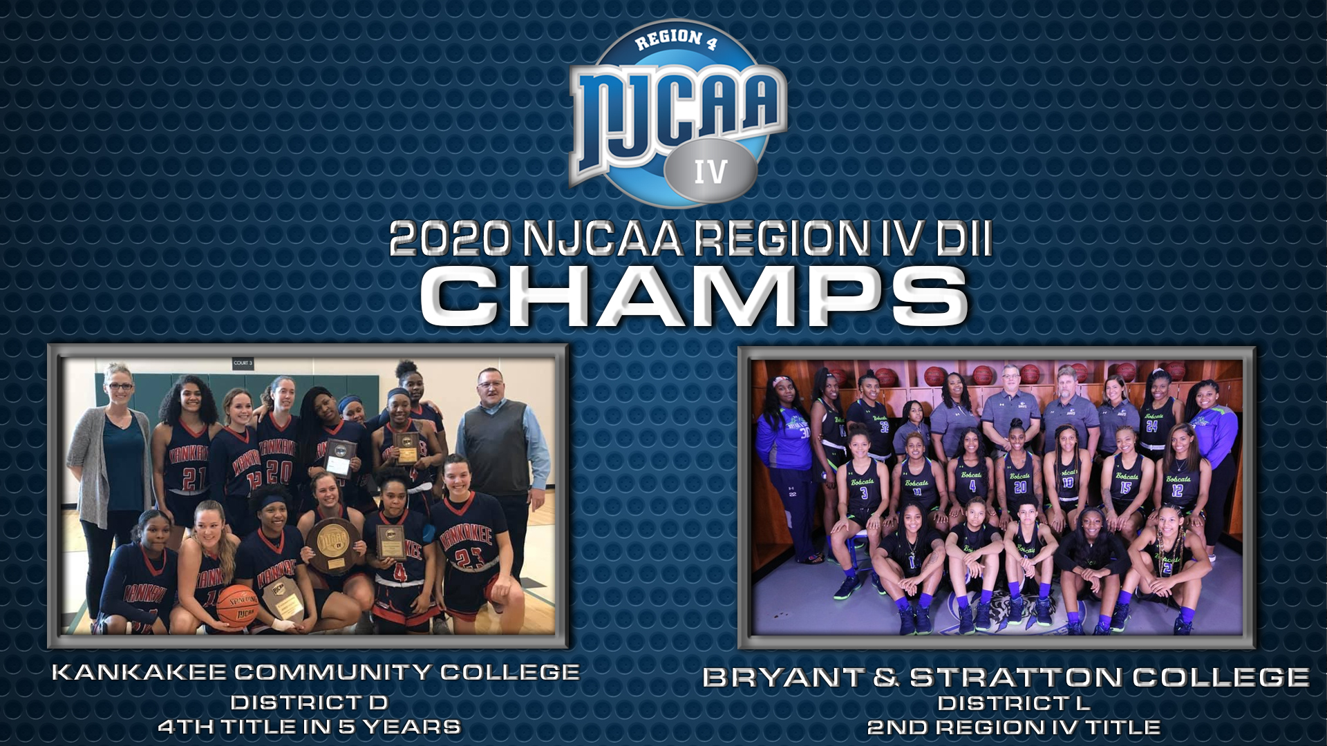 (Images courtesy of Kankakee Community College Athletics and Bryant & Stratton College Athletics)